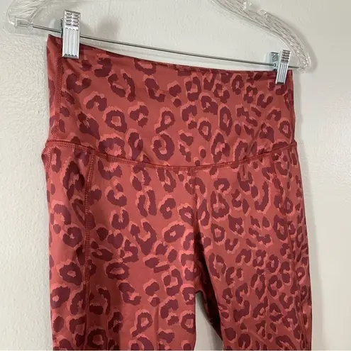 Leg End Burnt Orange Leopard Print Active Wear Pocket Leggings Size M Size M