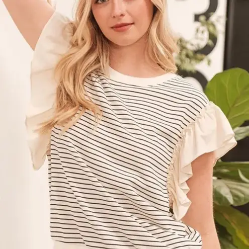 Lime n Chili ✨NWT Lime 'N' Chili Striped‎ Contrast Ruffle Detail Sleeveless Top