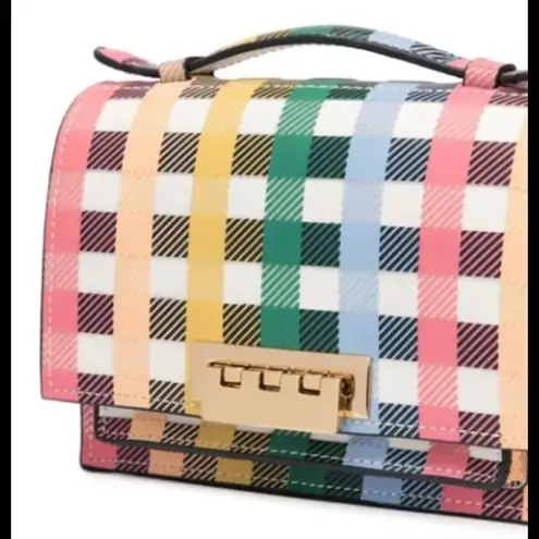 Zac Posen ZAC  Earthette Mini Accordion Multicolored Gingham Leather Crossbody