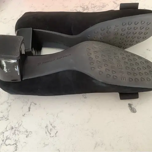 Adrienne Vittadini black suede pumps block heel shoes size 9.5 party court shoes