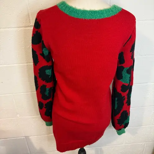 33 Degrees Christmas Holiday Llama Ugly Xmas Sweater Dress Tunic Size Small Red