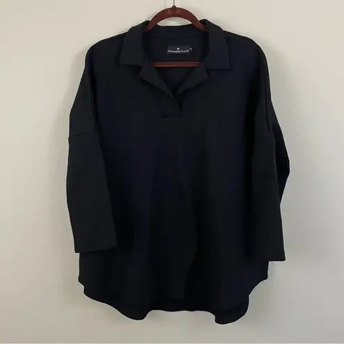 Tuckernuck Pomander Place Black Easy Polo Swing Sweatshirt Size M/L