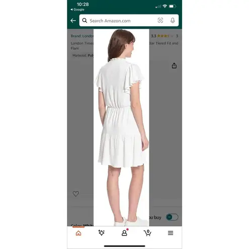 London Times Tiered Dress Plus Size 3X Flutter Sleeve Notch Collar White NEW B6