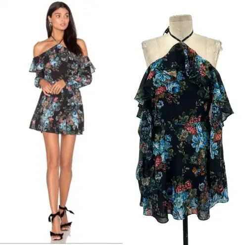 LPA Dress 5 in Antique Floral Print Off the Shoulder Halter Size Small