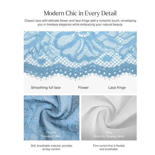 Popilush Blue Lace Bodysuit All in One Body Sculpting V