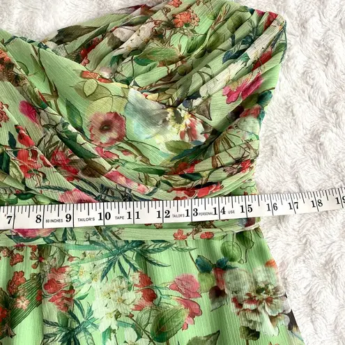 Jay Godfrey Green Lydia Floral Strapless Chiffon Pleated Preppy Romper 12