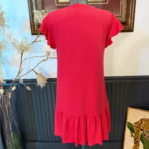 Lilla P Ruffle Sleeve Founce Hem Cotton Blend Dress ~ Size Small 💚🍄 Pink
