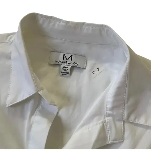 Magaschoni White Oversized Poplin Shirt Women Top Size Medium | 55-3