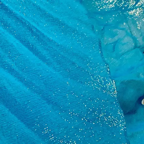 Dave and Johnny Dazzling Metallic Blue Silk Gown Flowy Prom 0 Hoco Glam Pageant Jeweled Hi-Low