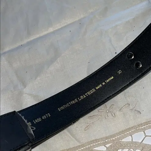 Elegant Black Belt with Silver Butterfly and floral designs and Buckle