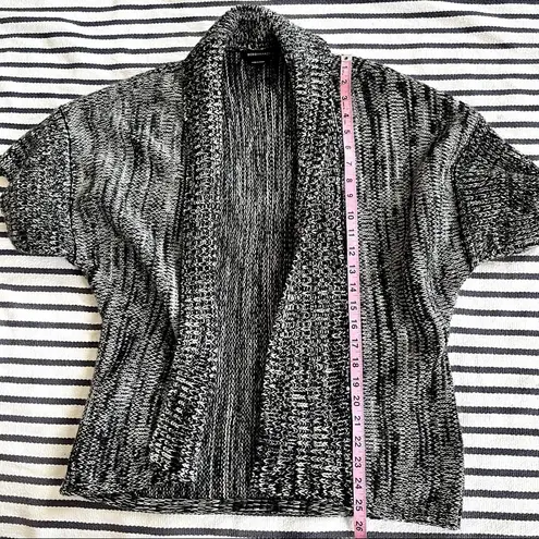 BCBGMAXAZRIA  Black & White Short Sleeve Open Sweater Cardigan