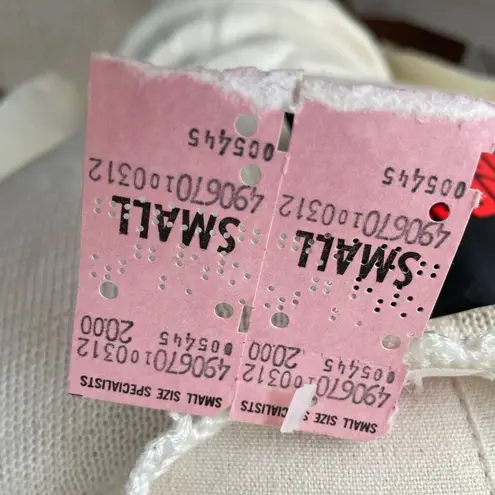 NWT NOS Vintage 70s Georgie Porgie Knit Sweater Embroidered Flowers XS White