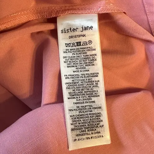 Sister Jane Farmyard Collared Mini Dress in Rose Shadow Pearl Collar NWT size XS Pink