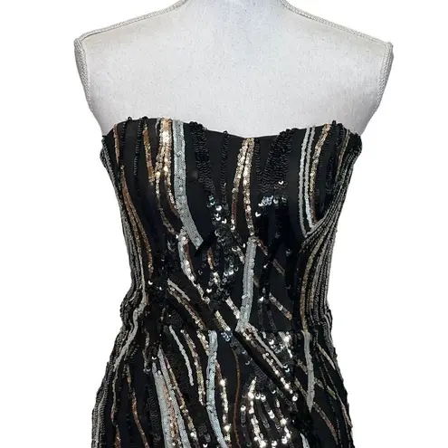 Dress the Population Leanne Sequin Dress Women’s Size Small Black Strapless Body