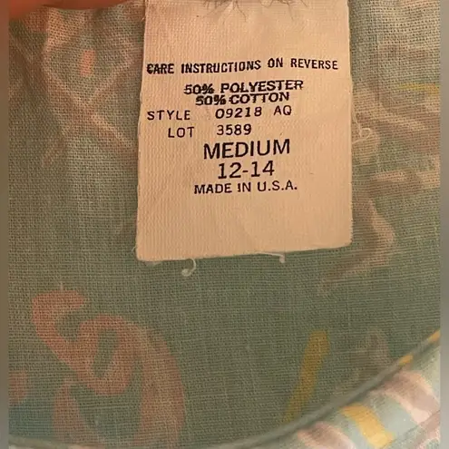 Vintage Gilligan & O’Malley Sleeveless House Dress Abstract Pastel Print U.S.A. Green Size M