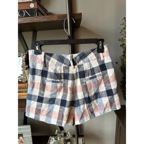 Veronica Beard Ilene Plaid Mini Shorts Blue Womens Size 6