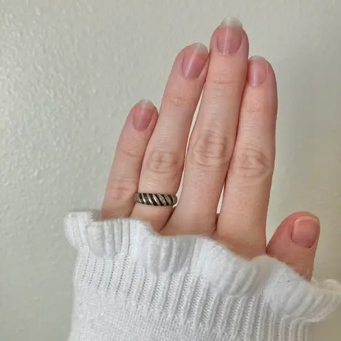 Silver Black Zebra Stripe Neutral Ring Band “Bindi” Twisted Masculine Grunge Jewelry