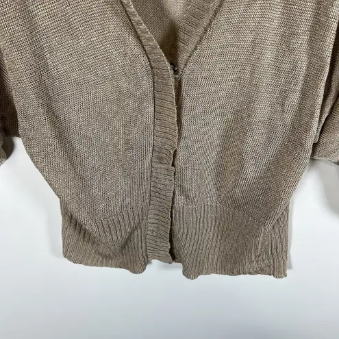 Kenar Shimmer Tan Snap Button Cardigan Linen Blend Women’s Medium