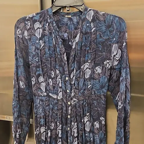 Chan Luu ππ Eloise Maxi Dress ~ Black & Blue Abstract Floral Print XS