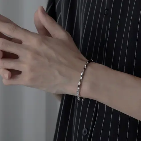 Titanium Steel Link Chain Bracelet for Men Women,Punk Hip Hop Bracelet Silver