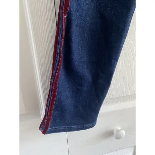 J. Crew Women's 27 Vintage Dark Wash Straight Leg Jean Velvet Stripe Y2K Blue