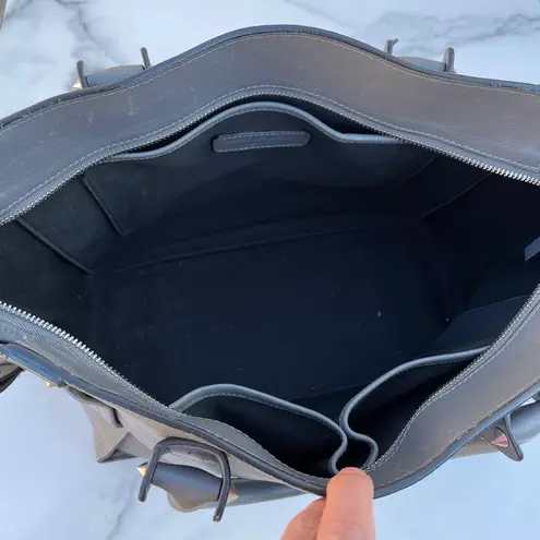 Alexander McQueen women’s Inside Out gray calfskin leather shopper tote bag