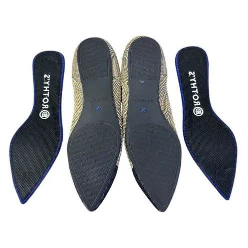 Rothy's Point Gold Herringbone Black Toe Women's Shoes Flats Loafers Retired W10 Size 10