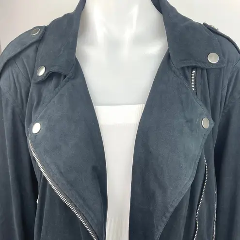 We Wore What Danielle Bernstein Black Faux Suede Leather Biker Moto Jacket Size L