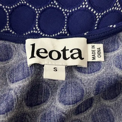 Leota Dress Womens Small Blue White Geometric Career Office Workwear Preppy
