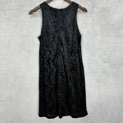 New York And Company NY & Co Shift Dress Womens 8 Black Geometric Velvet Burnout Whimsigoth Vtg Y2K