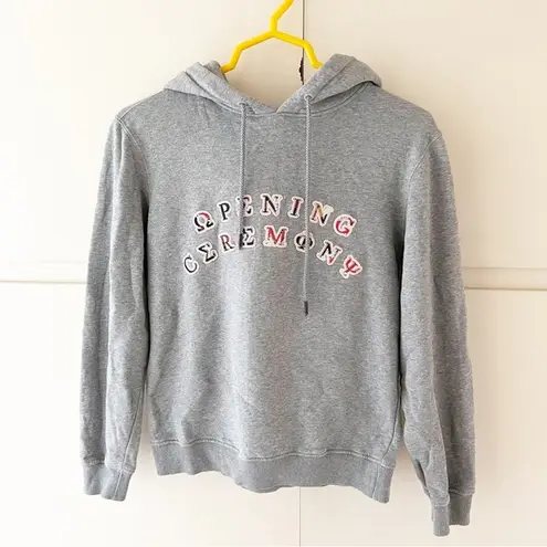 Opening Ceremony Greek Letter Spell Out Hoodie Gray, XS