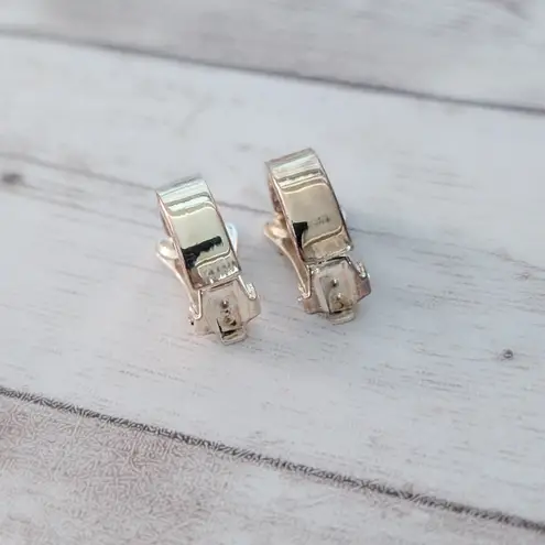 Vintage Clip On Earrings Silver Tone Hoops