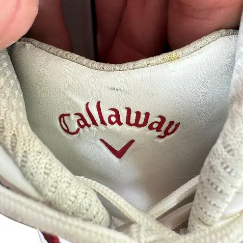 Callaway Calloway White Maroon Leather Upper Lace Up Rubber Sole Women's Golf Shoes Sz 9