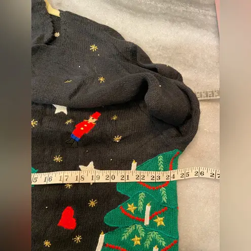 VTG Designers Originals Size L Christmas Sweater Santa Appliqué Ramie Cotton 90s Red Size L - Image 10