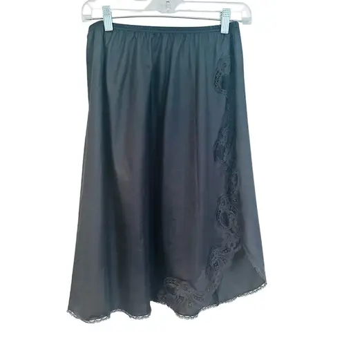 Vanity Fair Vintage 70s Half Slip Women's Medium Black Lace Goth Grunge Retro