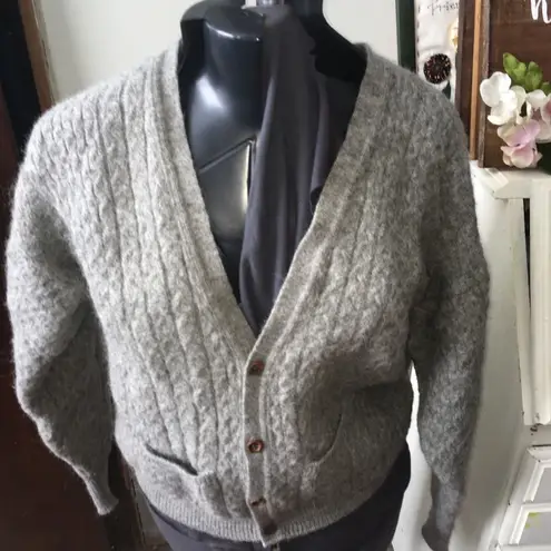 Gaeltarra Green natural Irish gray cable knit grandpa cardigan Gray