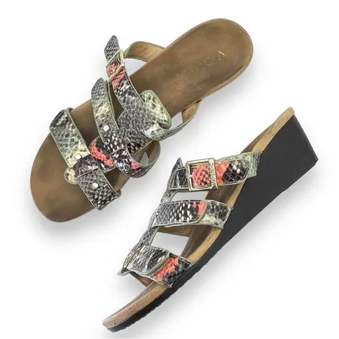 Vionic Park Radia Snakeprint Triple Strap Orthotic Sandals in Mint Snake Size 8