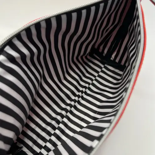 Marc Tetro Red White Black Westie Terrier Dog Striped Lined Clutch Makeup Pouch