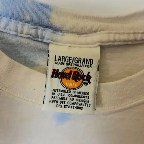 Hard Rock Cafe Vintage 90s Washington D.C. Tie Dye T Shirt Blue White Logo