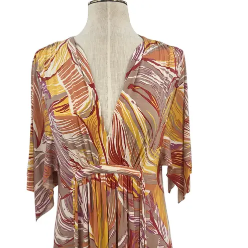 Rachel Pally Caftan Maxi Dress Kimono Sleeve Magnolia Print Size Medium
