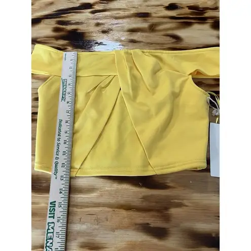 Alythea Yellow Cropped Women Bohemian Cotton Blend Top Size Large Party Sexy NWT