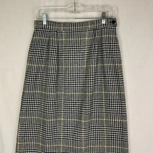 Pendleton  Virgin Wool Houndstooth Pencil Skirt Black Yellow White Size 12