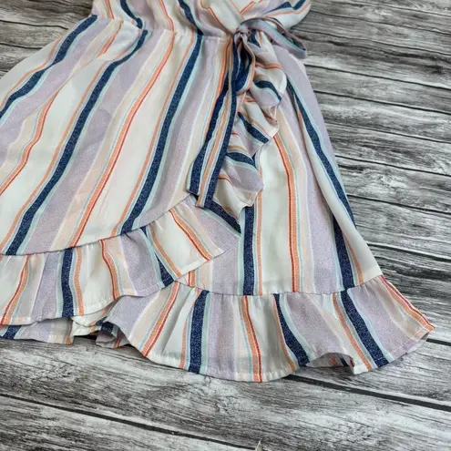 Harper Heritage Womens Faux Wrap Striped Dress M Med Medium Multicolor High Neck White