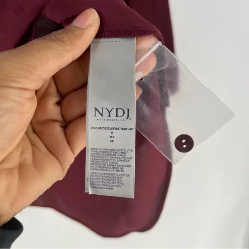 NYDJ 3/4 Perfect Pintuck Blouse Grenache Chiffon NWT Size S