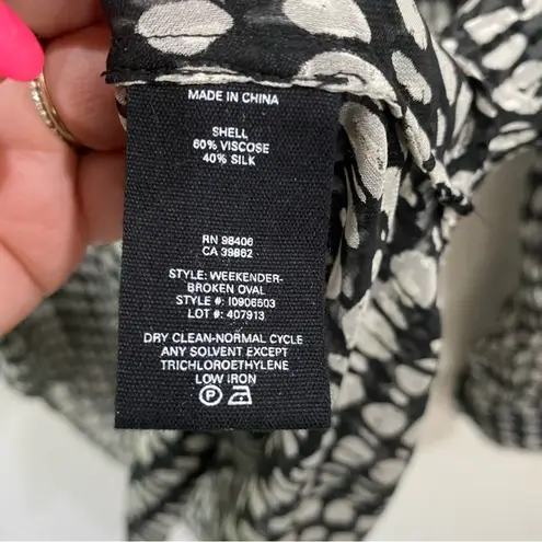 Theory  Silk Blend Sheer Weekender Shirt Broken Oval Print Long Sleeve Sz S