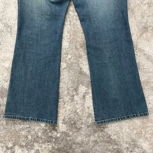 Angels Vintage Y2K 90s Floral Stitchwork Sequin High Rise Flare Leg Petite Jeans