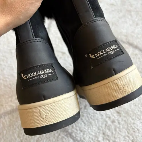 Koolaburra by UGG “Tynlee” Black Waterproof Suede & Faux Fur Mid