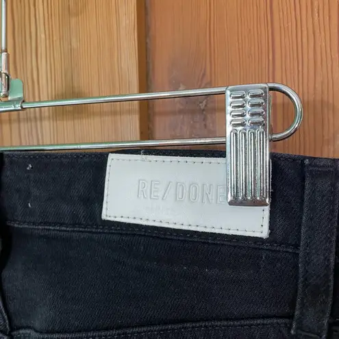 RE/DONE 70s High Rise Stove Pipe Black Jeans Washed Noir Denim Button Fly Sz 26