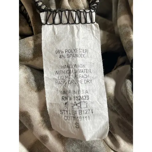 Day & Night Beige Black Leopard Long Sleeve Ring Plunge Bodysuit Top Size S - Image 4