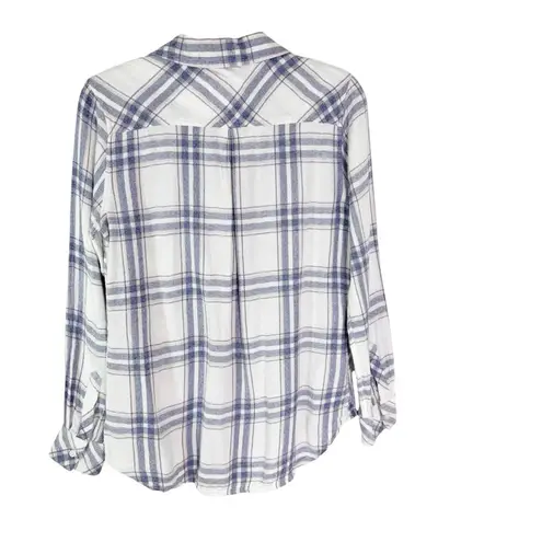 Rails Hunter White Blush Blue Patriot Plaid Button Down Flannel Shirt Size S